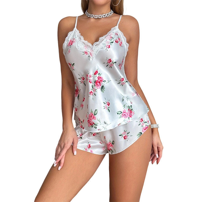 Silk Satin PJ Set- White